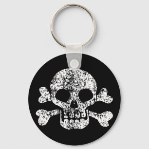 Worn Skull and Crossbones Key Ring