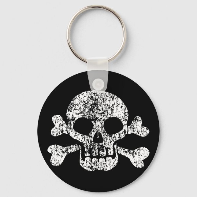 Worn Skull and Crossbones Key Ring (Front)