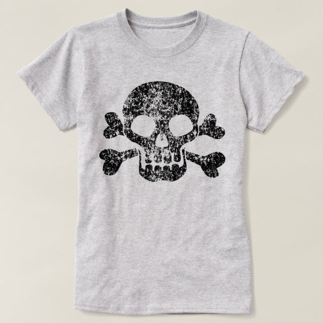 Worn Skull and Crossbones T-Shirt (Design Front)
