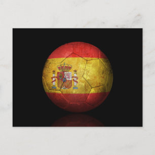 Worn Spanish Flag Football Soccer Ball Postcard