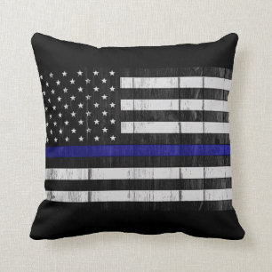Worn Thin Blue Line Flag Cushion