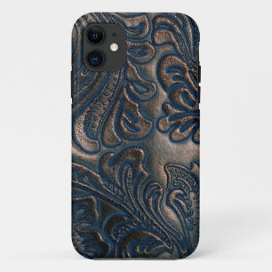 Worn Vintage Embossed Dark Brown Leather Case-Mate iPhone Case