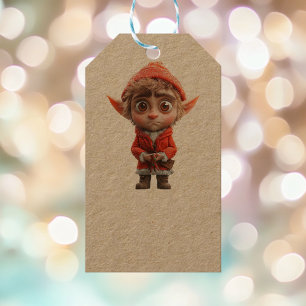 Worried Little Elf Kraft Gift Tags