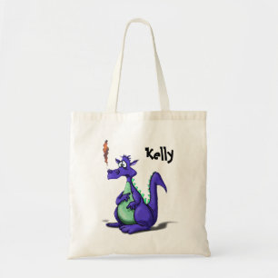 Worried Purple Dragon Cartoon Tote Bag