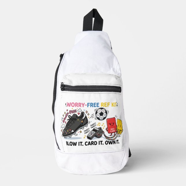 Worry-Free Ref Kit — Funny Kawaii Soccer Referee  Sling Bag (Front)