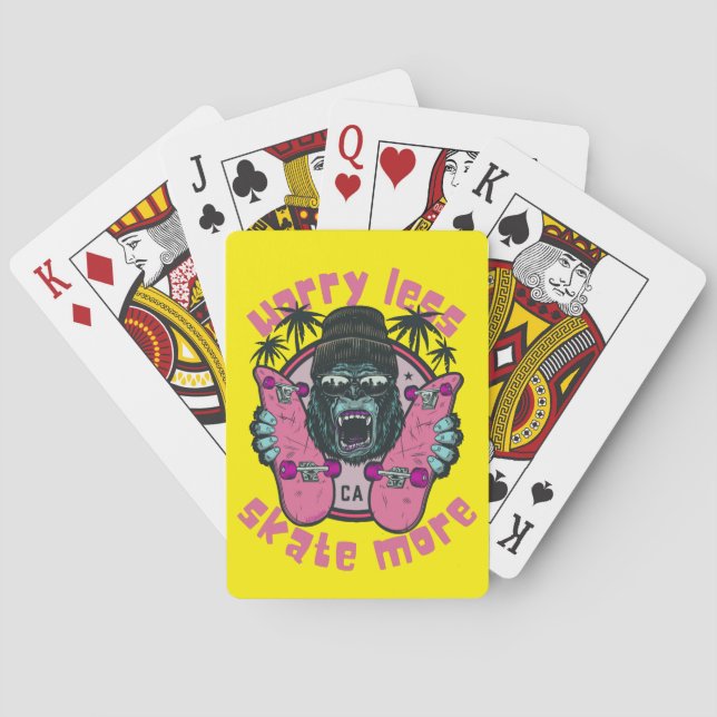 WORRY LESS SKATE MORE gorilla edition Playing Cards (Back)