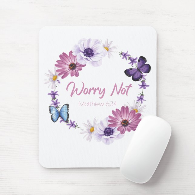 Worry Not Women's Christian Faith Butterfly Bible Mouse Pad (With Mouse)