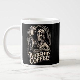 Worship Coffee Skeleton Large Coffee Mug