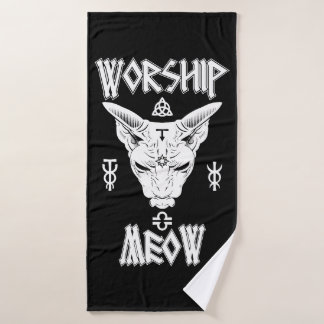 Worship Meow Bath Towel
