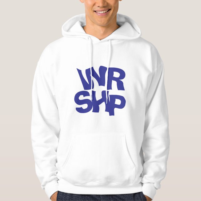 WORSHIP Print White Hoodie (Front)