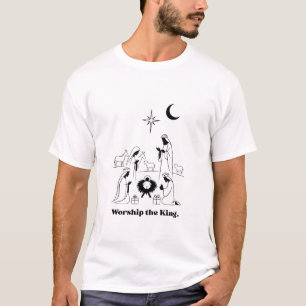 Worship the King T-Shirt Minimalist Nativity