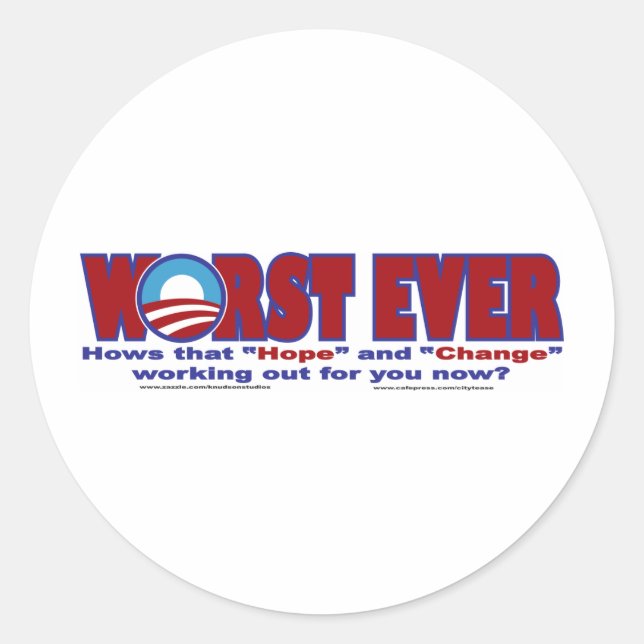 WORST-EVER CLASSIC ROUND STICKER (Front)