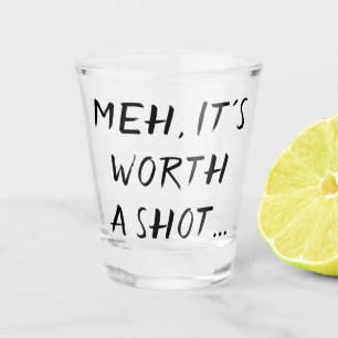 Worth a Shot Adult Beverage Humour Quote Brush Glass