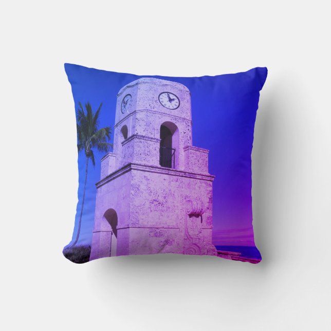 Worth Avenue Clock Tower - Palm Beach, FL Cushion (Front)
