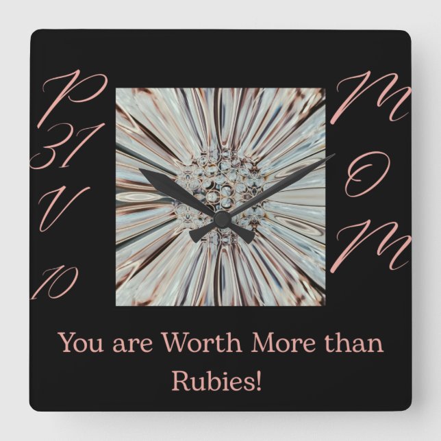 Worth More Than Rubies Square Wall Clock (Front)