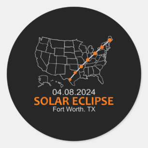 Worth Texas 2024 Total Solar Eclipse Classic Round Sticker