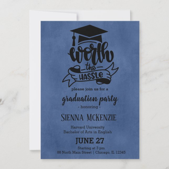 Worth the hassle - Blue Invitation (Front)