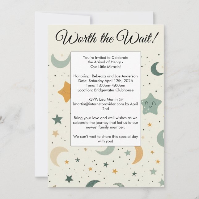 Worth The Wait Adoption Baby Shower Invitation (Front)