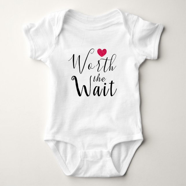 Worth the Wait - Adoption - Heart - New Baby Bodysuit (Front)