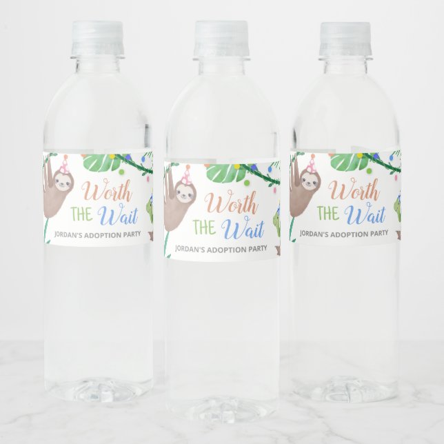 Worth the Wait Adoption Party Water Bottle  Label (Bottles)