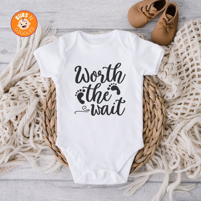 Worth the Wait IVF Baby Pregnancy Announcement Baby Bodysuit (Creator Uploaded)