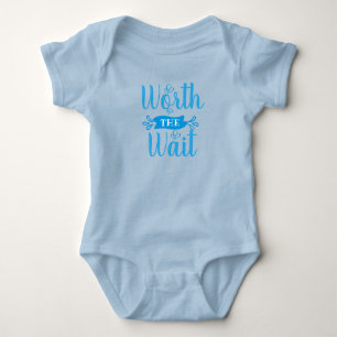 Worth The Wait, with Hearts, Blue on Blue          Baby Bodysuit
