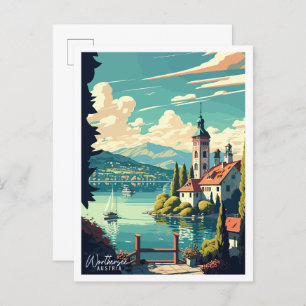 Worthersee Austria vintage travel illustration Postcard
