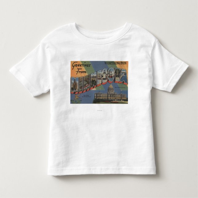 Worthington, Minnesota - Large Letter Scenes Toddler T-Shirt (Front)