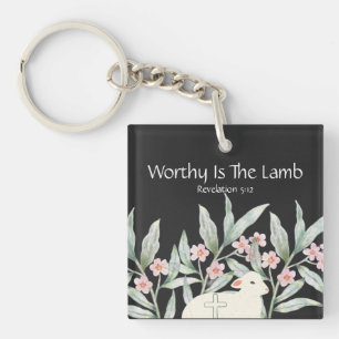 Worthy Is The Lamb Double-Sided Square Keychain