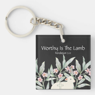 Worthy Is The Lamb Double-Sided Square Keychain