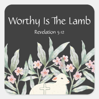 Worthy Is The Lamb Double-Sided Square Keychain Sticker