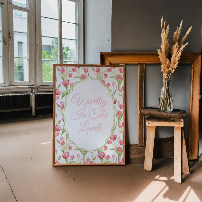 Worthy Is the Lamb Pink Tulip Christian Wall Art (Creator Uploaded)