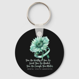 Worthy Loved Sunflower Mental Health Awareness Key Ring