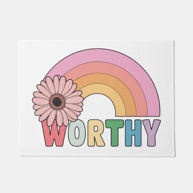 Worthy Rainbow Bloom  Doormat (Front)