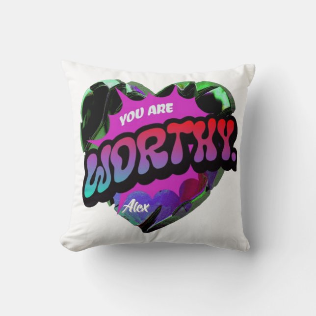 Worthy Throw Pillow – Minimalist Empowering Home (Front)