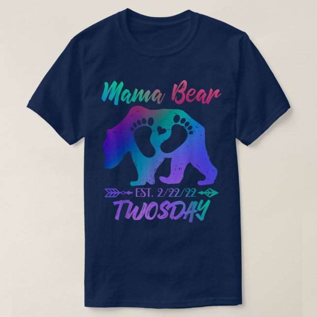 wosday Mama Mum Bear New Baby Girl Boy Announcemen T-Shirt (Design Front)