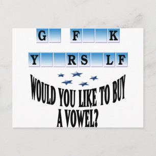 Woul you like to buy a vowel? postcard