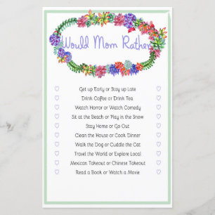 Would Mum Rather Succulent Baby Shower Game