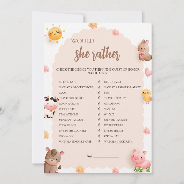 Would Mummy Rather Baby Shower Game Card (Front)
