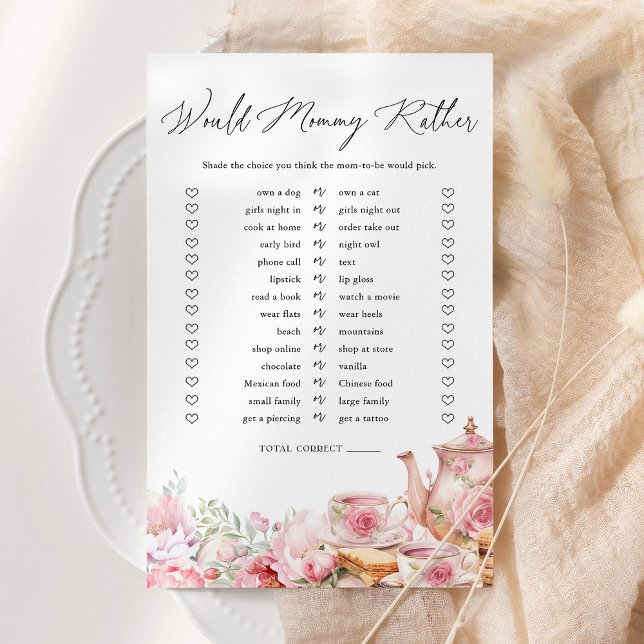 Would Mummy Rather Floral Tea Baby Shower Game (Creator Uploaded)