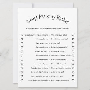 Would Mummy Rather Minimalist Baby Shower Game Card