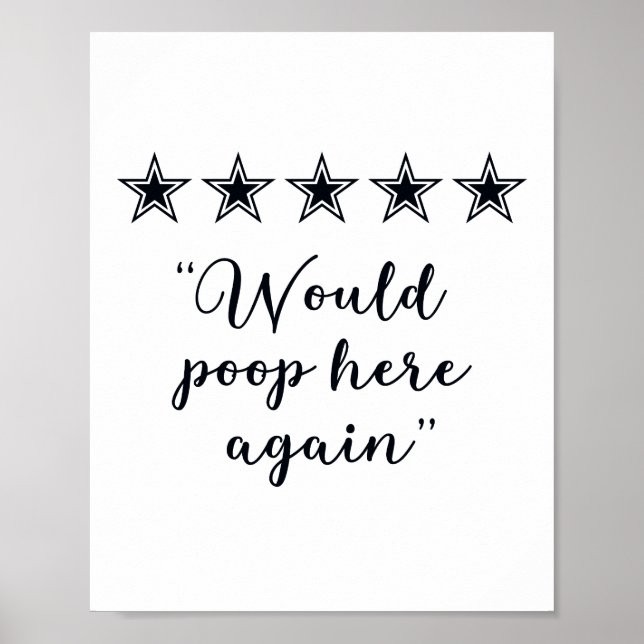 Would Poop Here Again Fun Bathroom Sign (Front)