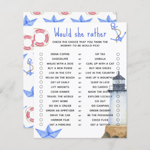 Would she rather - baby shower game