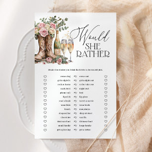 Would She Rather Boots and Bubbly Shower Game