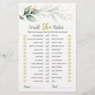 Would She Rather Bridal Game Greenery Foliage