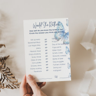 Would She Rather Bridal Shower Game Blue Butterfly