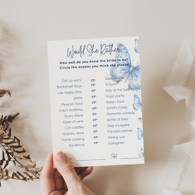 Would She Rather Bridal Shower Game Blue Butterfly (Creator Uploaded)