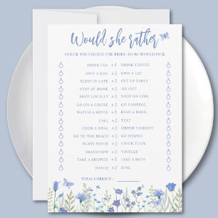 Would She Rather Bridal Shower Game Card