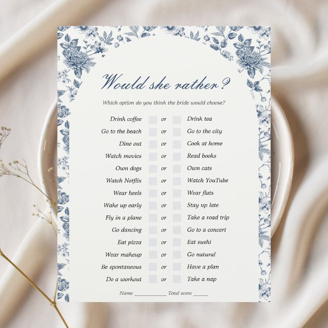 Would She Rather Bridal Shower Game Chinoiserie (would she rather bridal shower game that matches something blue before i do theme blue chinoiserie
)