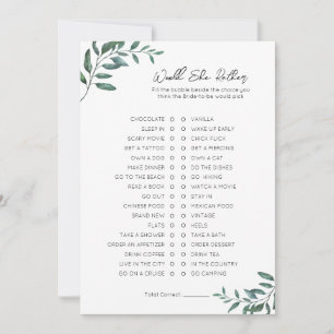 Would She Rather- Bridal Shower Game Holiday Card